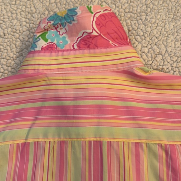 Sale LILY PULITZER WHITE LABEL PINK MULTI COLOR BUTTON DOWN LIKE NEW - Picture 14 of 14